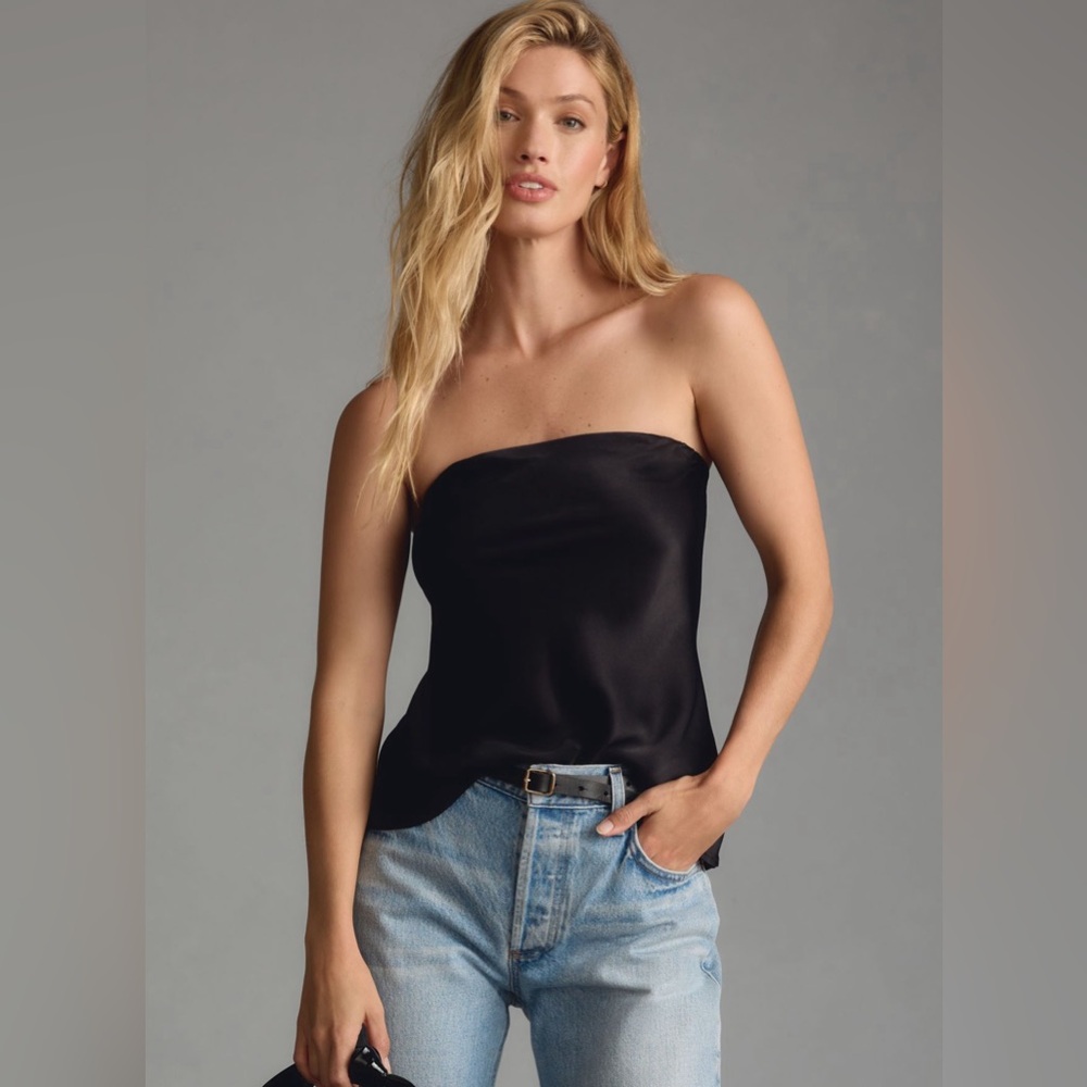 Anthropologie Strapless Silky Top